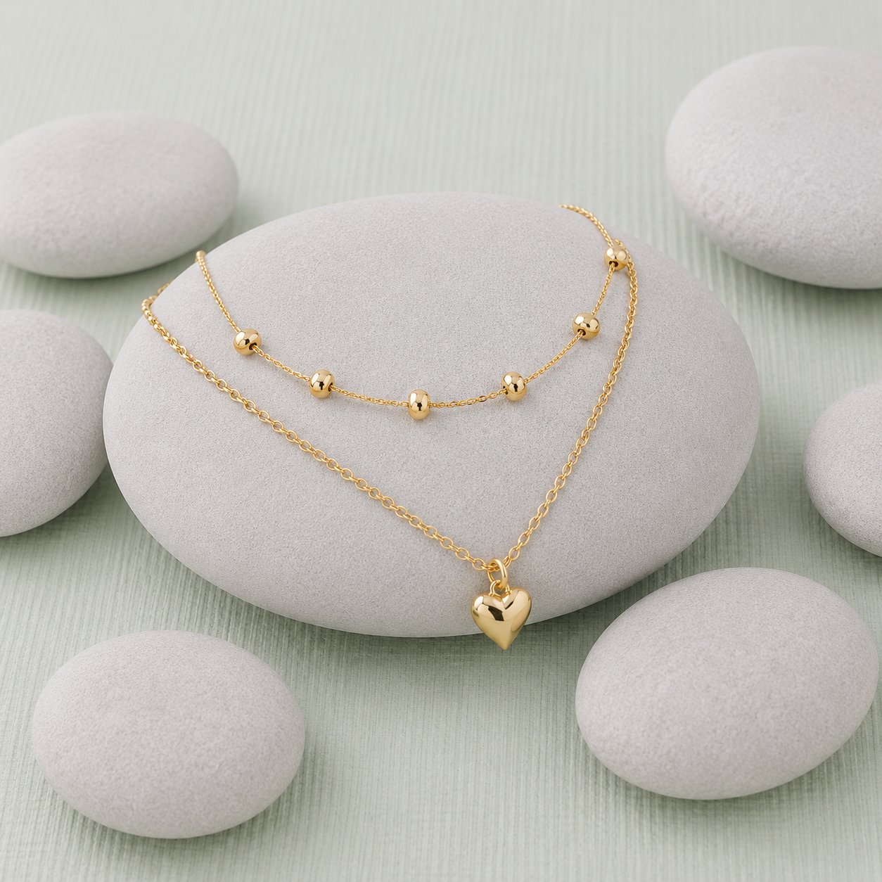 Double-layer Heart Pendant Fine Chain Necklace For Women Multilayer Gold Color Metal Necklaces Fashion Jewelry Accessories