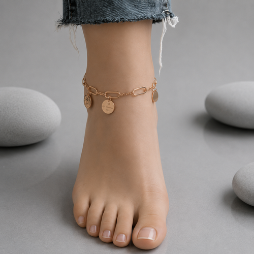 Design Titanium Steel Anklet Female Non-fading Rose Gold Sexy Nameplate