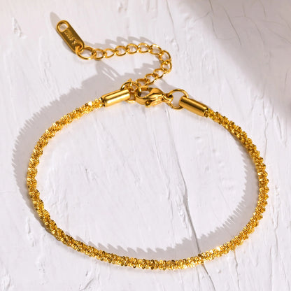 Chic Gypsophila Chain Anklet for Women, New in Gold Color Stainless Steel Shiny Twisted Link Chain with Stamp Adjustable Anklets