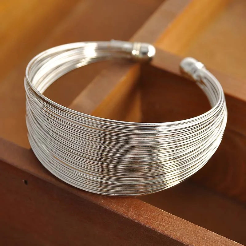 Vintage Gold Color Hyperbolic Layered Wide Wire Bracelet Cuff Bangle for Women Exaggerated Metal Wrist Wrap Bangle Jewelry Gift
